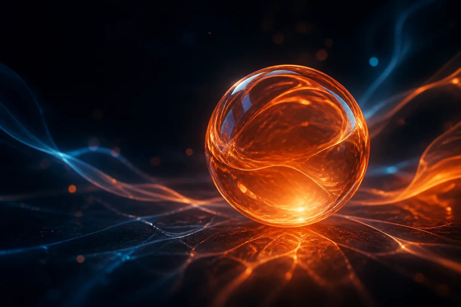 Glowing orange glass orb representing custom software built by Logitize